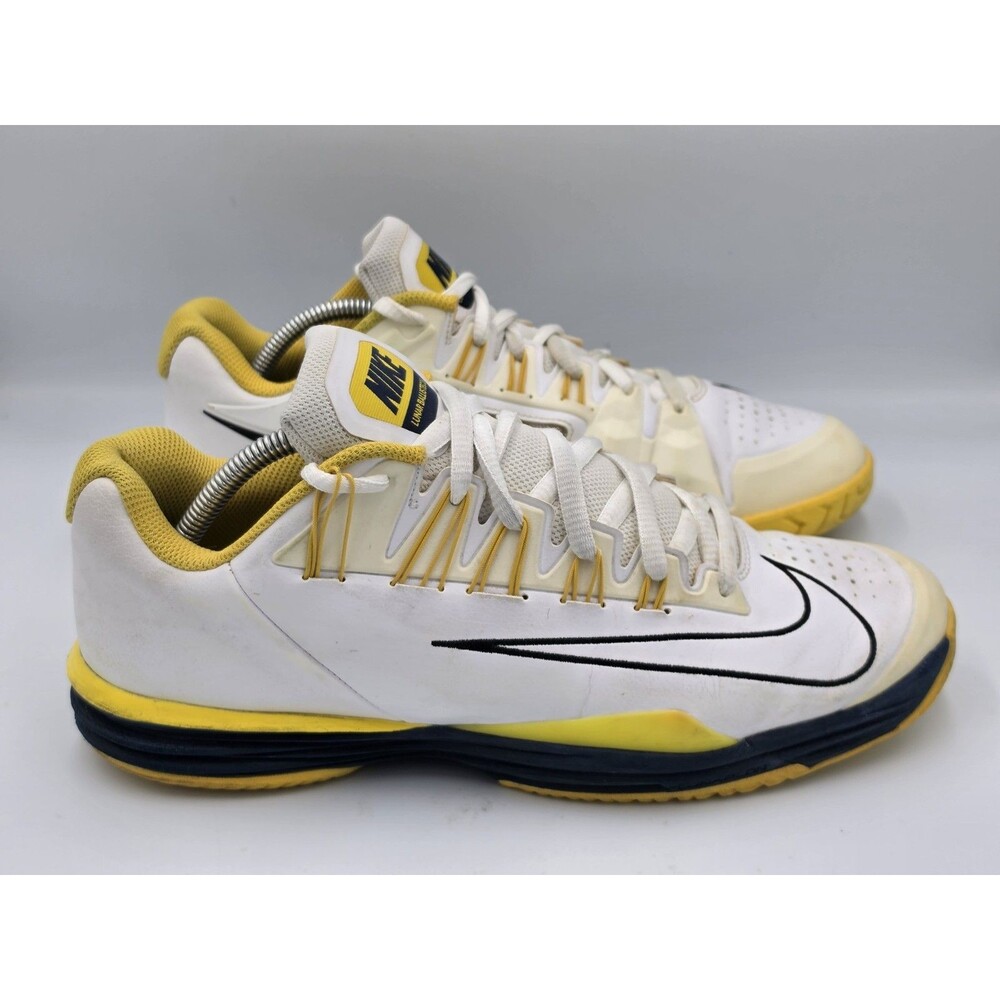 Men Nike Lunar Ballistec 1.5 Rafael Nadal Tennis Shoes White Blue Yellow Sz 10.5